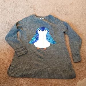 Lauren Conrad Womens Pullover Penguin Sweater Size Medium Grey